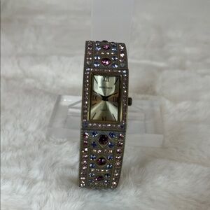 Heidi Daus Cuff Bangle Watch Swarovski Crystals In Band